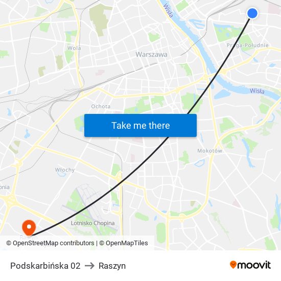 Podskarbińska to Raszyn map