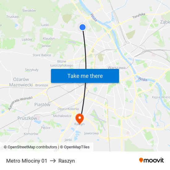 Metro Młociny 01 to Raszyn map