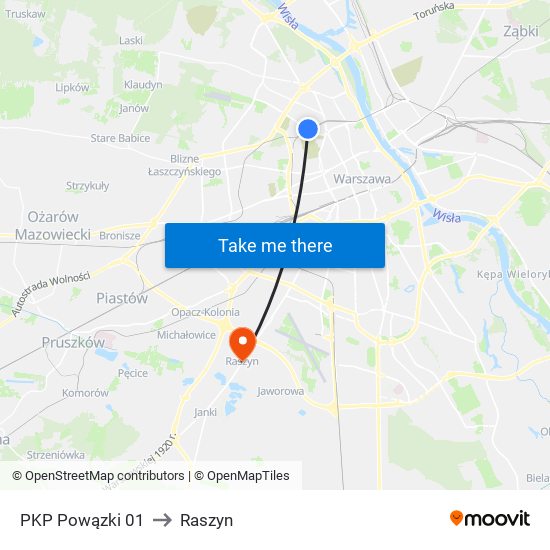 PKP Powązki to Raszyn map