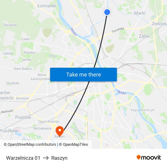 Warzelnicza to Raszyn map