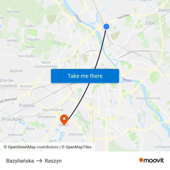 Bazyliańska to Raszyn map