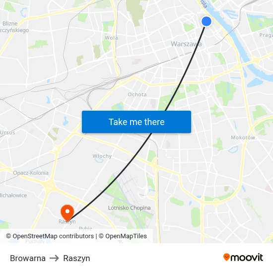 Browarna to Raszyn map
