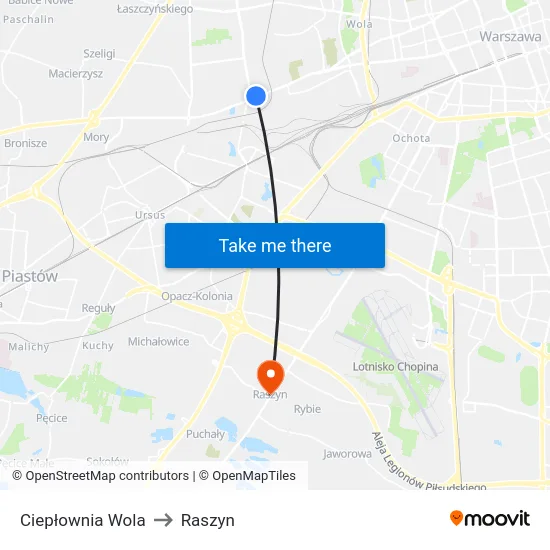 Ciepłownia Wola to Raszyn map