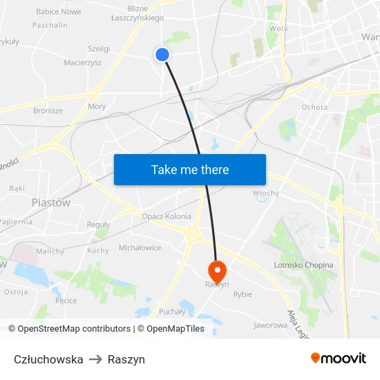 Człuchowska to Raszyn map