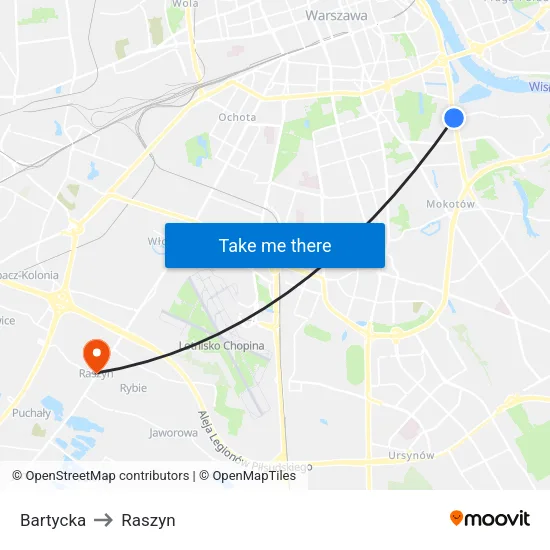 Bartycka to Raszyn map