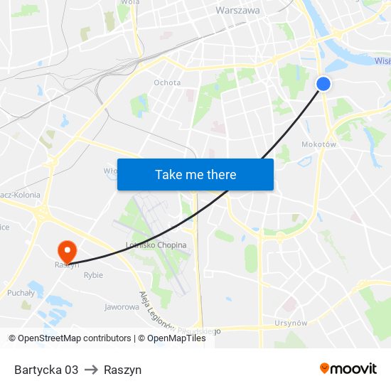 Bartycka 03 to Raszyn map