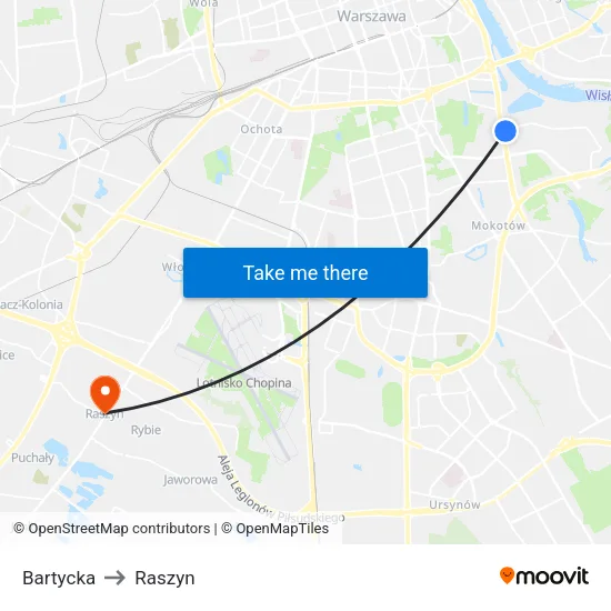 Bartycka to Raszyn map