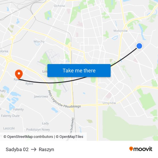 Sadyba 02 to Raszyn map