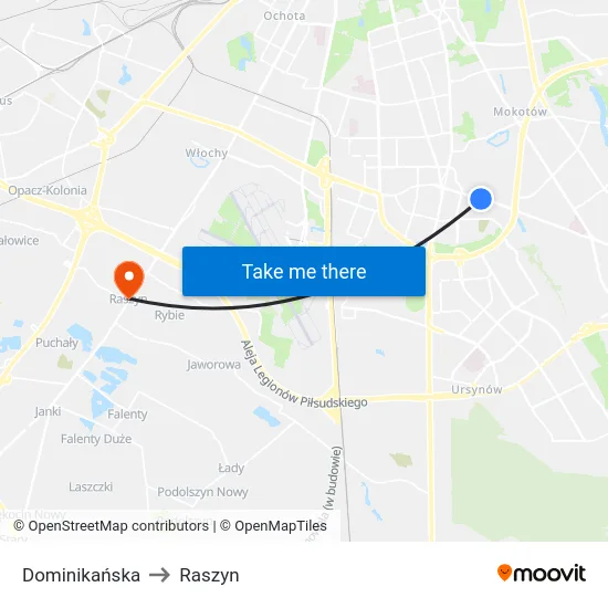 Dominikańska to Raszyn map