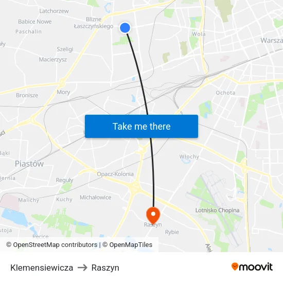 Klemensiewicza to Raszyn map