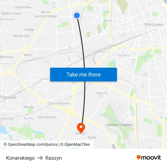 Konarskiego to Raszyn map