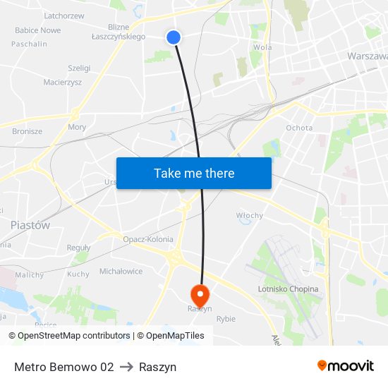 Metro Bemowo 02 to Raszyn map