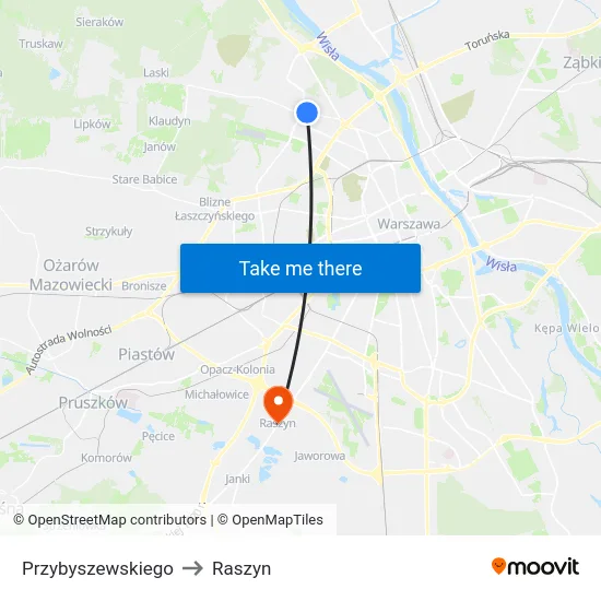Przybyszewskiego to Raszyn map