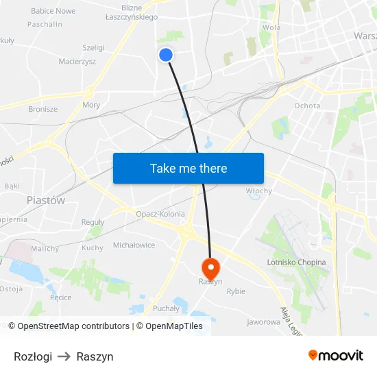Rozłogi to Raszyn map