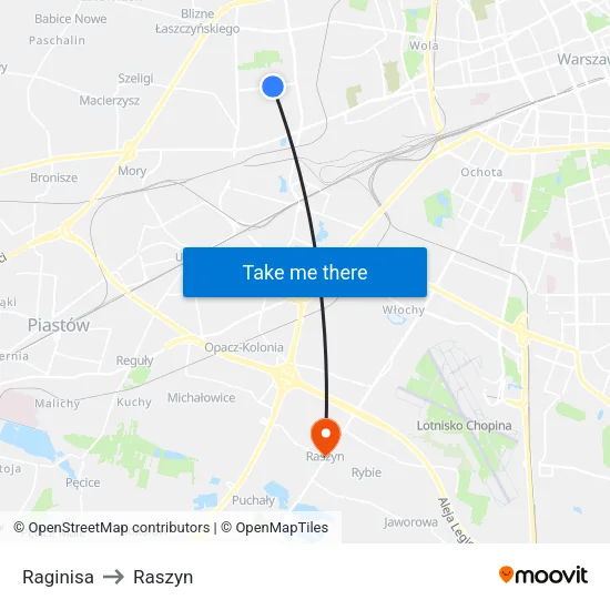 Raginisa to Raszyn map