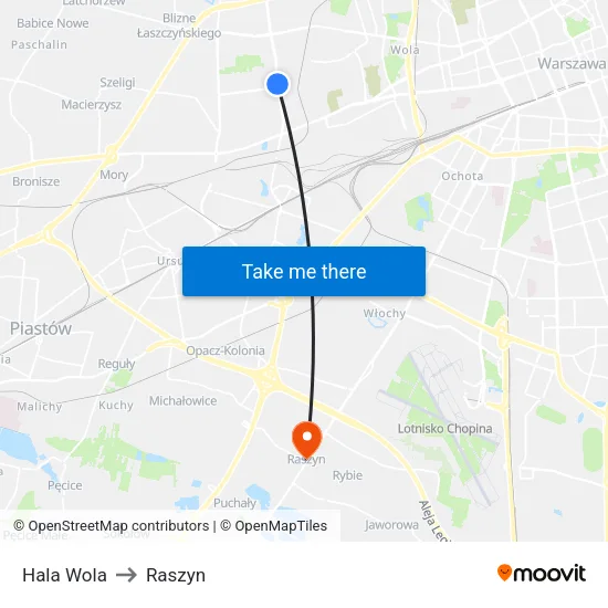 Hala Wola to Raszyn map