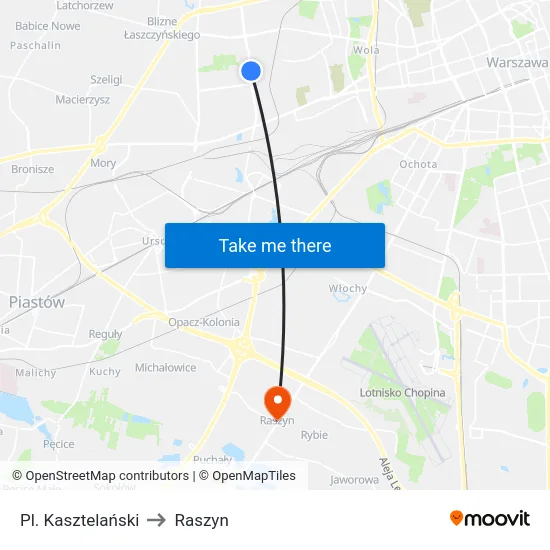 Pl. Kasztelański to Raszyn map