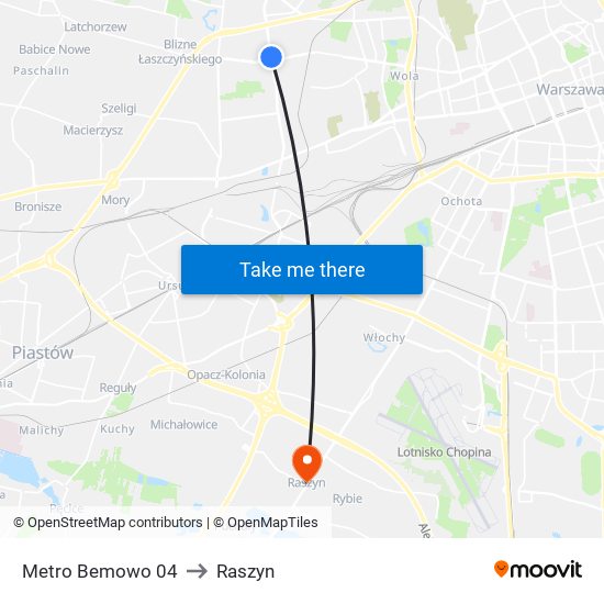 Metro Bemowo 04 to Raszyn map