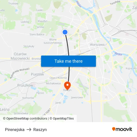 Pirenejska to Raszyn map