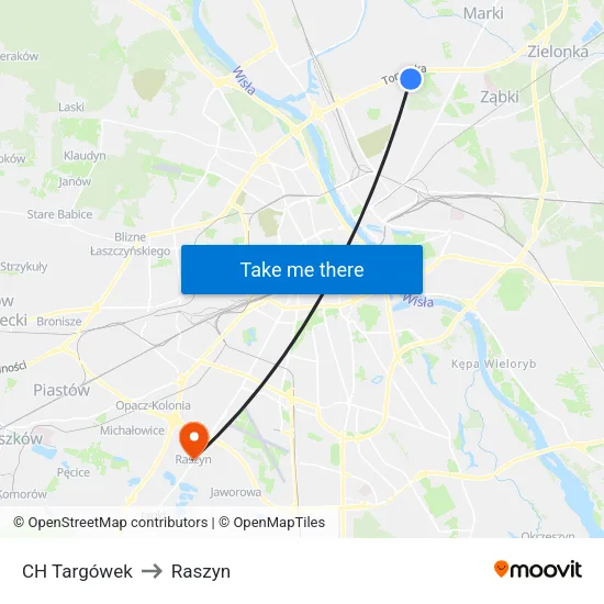 CH Targówek to Raszyn map