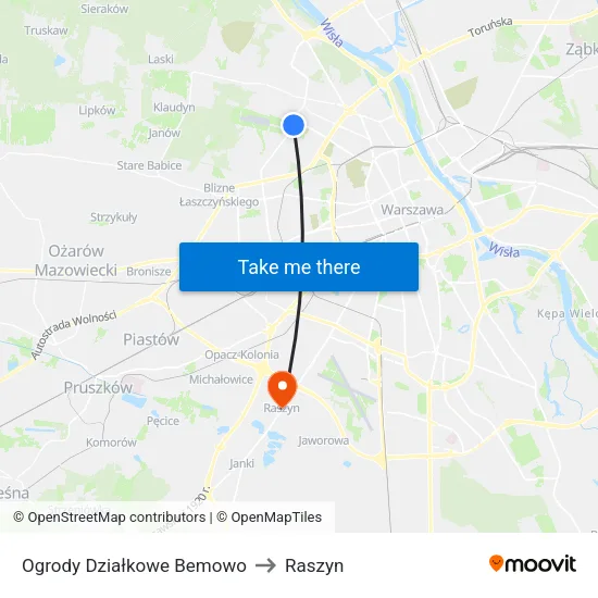 Ogrody Działkowe Bemowo to Raszyn map