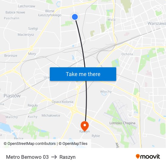 Metro Bemowo 03 to Raszyn map