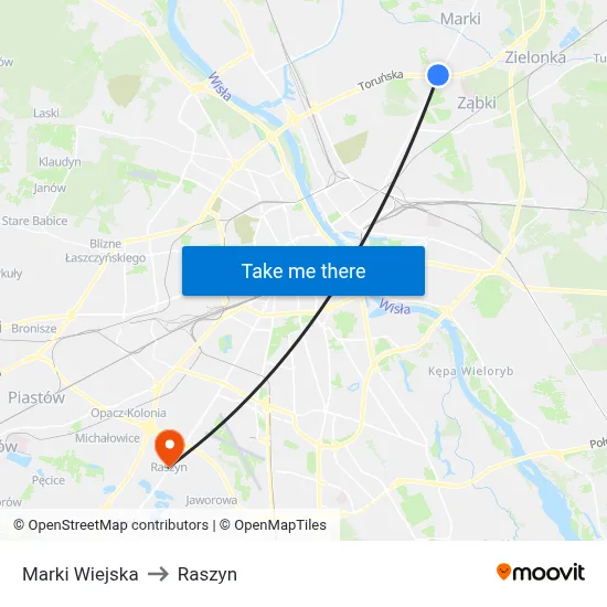 Marki Wiejska to Raszyn map
