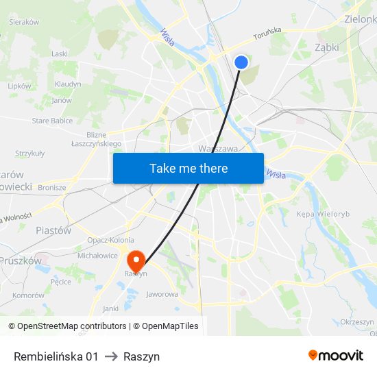 Rembielińska to Raszyn map