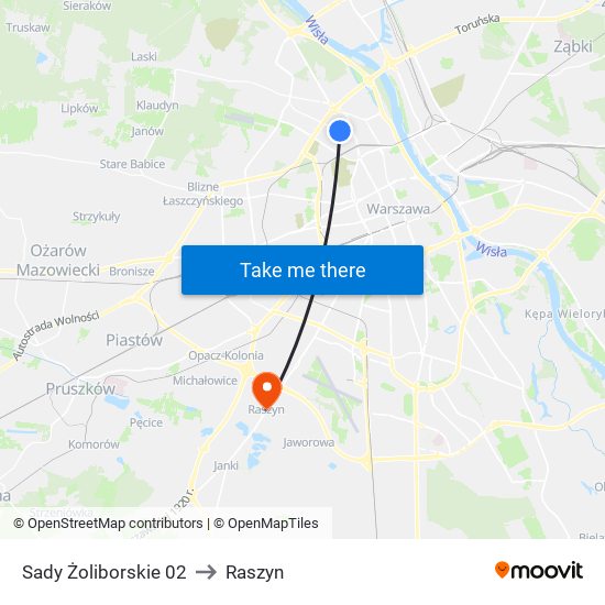 Sady Żoliborskie 02 to Raszyn map