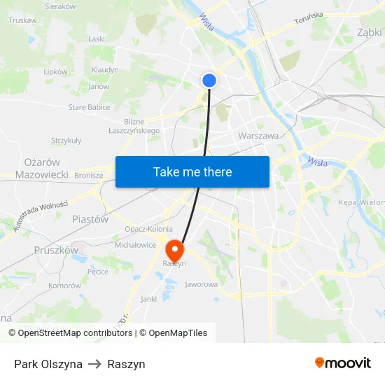 Park Olszyna to Raszyn map