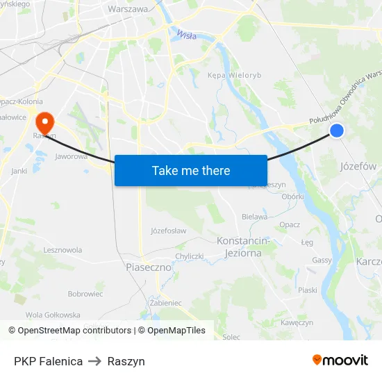 PKP Falenica to Raszyn map