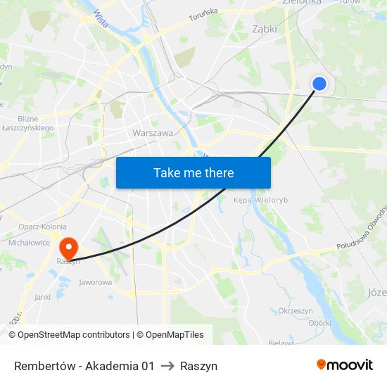 Rembertów - Akademia 01 to Raszyn map