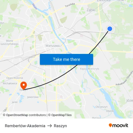 Rembertów - Akademia to Raszyn map