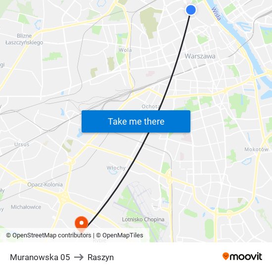 Muranowska 05 to Raszyn map