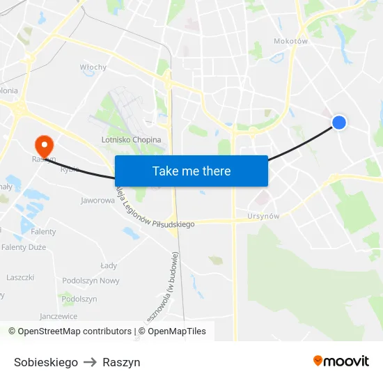 Sobieskiego to Raszyn map