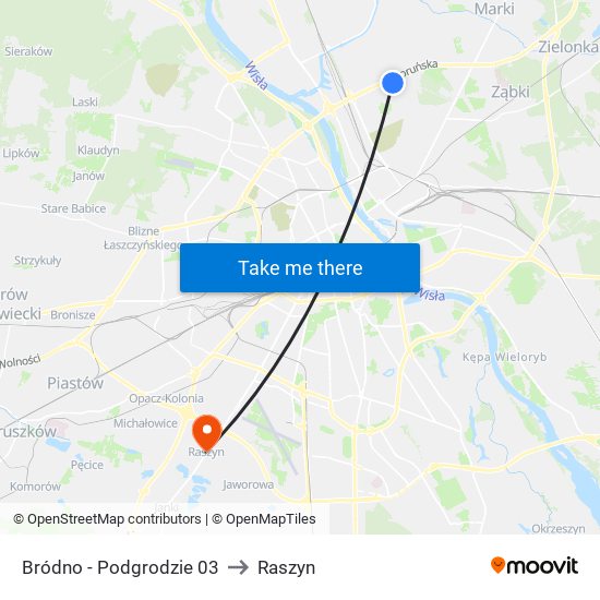 Bródno - Podgrodzie 03 to Raszyn map