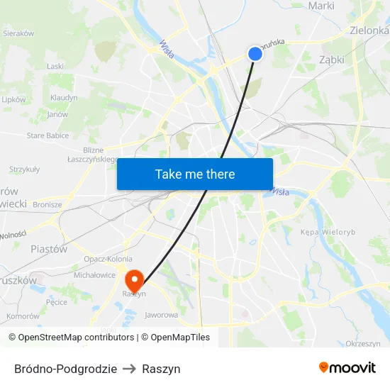 Bródno - Podgrodzie to Raszyn map
