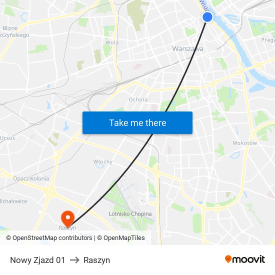 Nowy Zjazd to Raszyn map