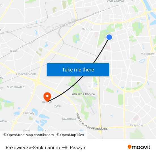Rakowiecka-Sanktuarium to Raszyn map