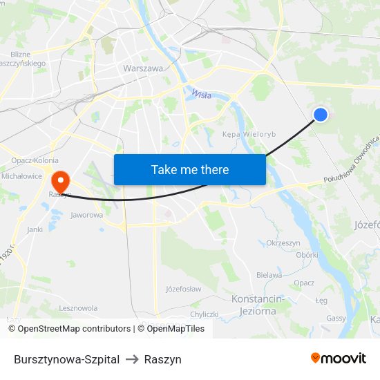 Bursztynowa-Szpital to Raszyn map