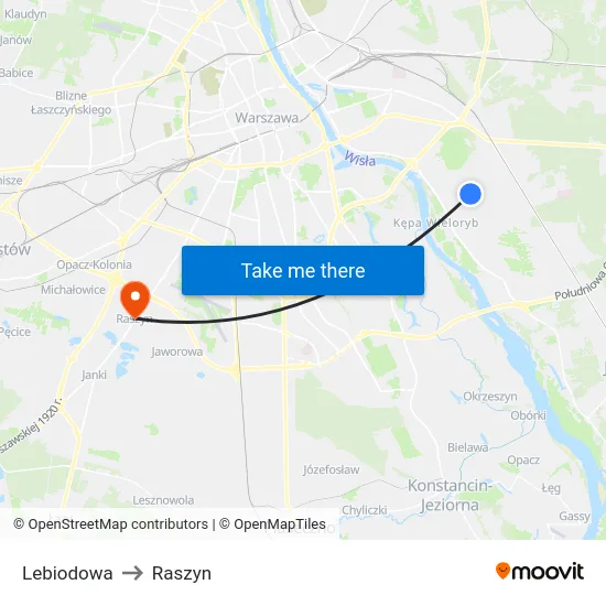 Lebiodowa to Raszyn map