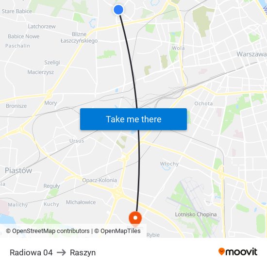 Radiowa 04 to Raszyn map