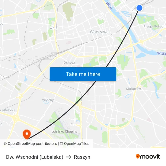 Dw. Wschodni (Lubelska) to Raszyn map
