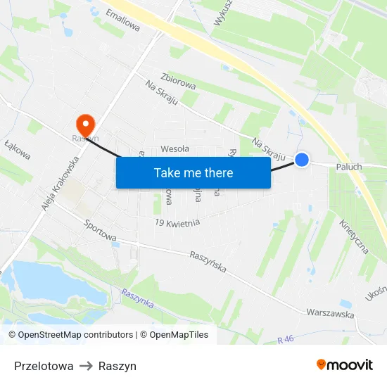 Przelotowa to Raszyn map