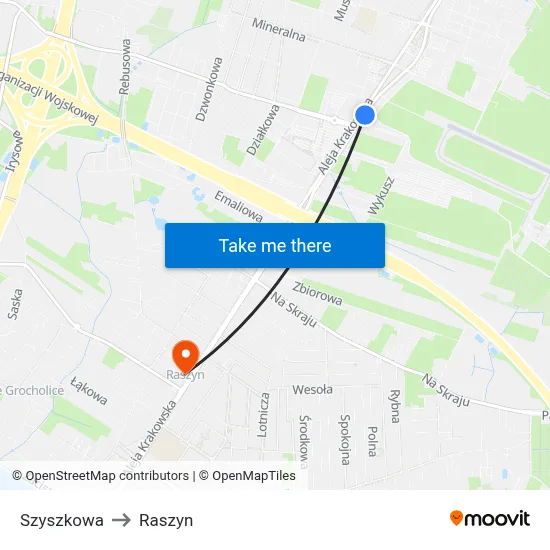 Szyszkowa to Raszyn map