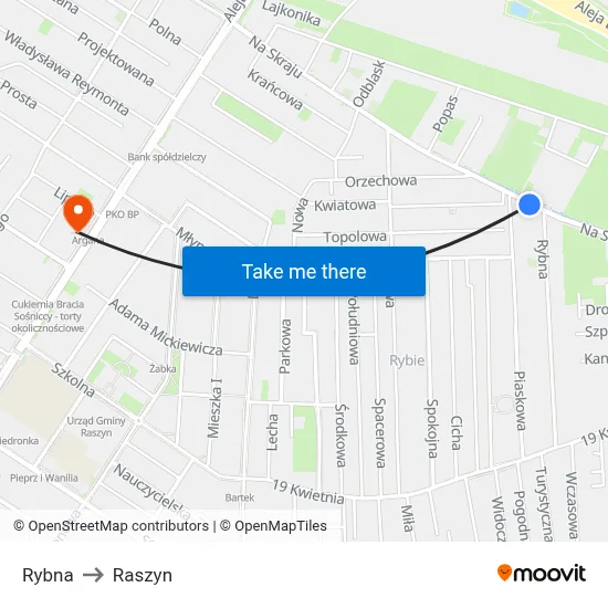Rybna to Raszyn map