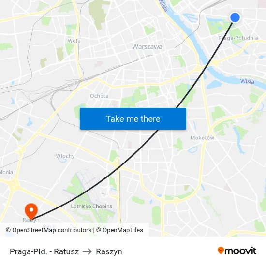 Praga-Płd. - Ratusz to Raszyn map