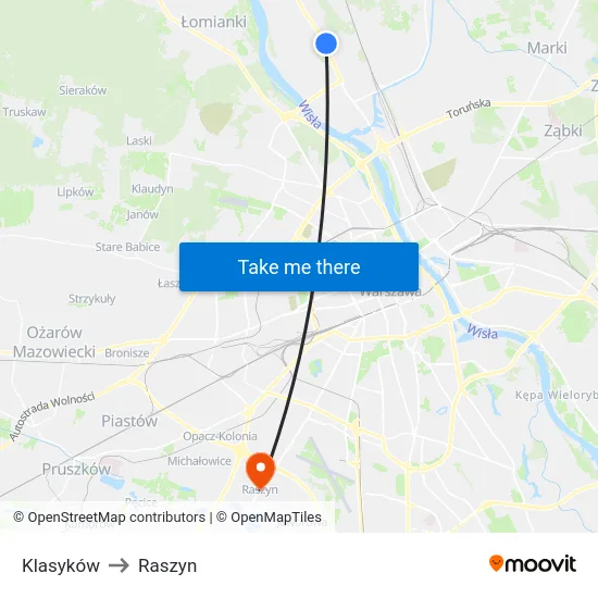 Klasyków to Raszyn map