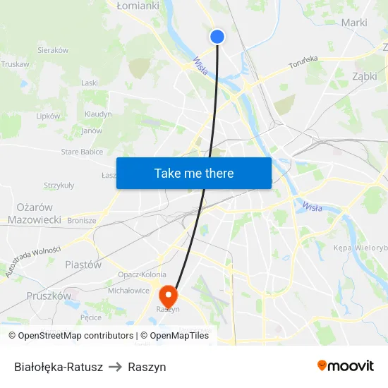Białołęka - Ratusz to Raszyn map
