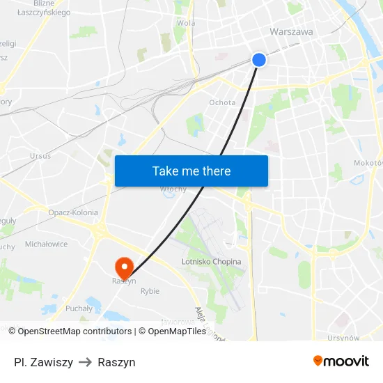 Pl. Zawiszy to Raszyn map